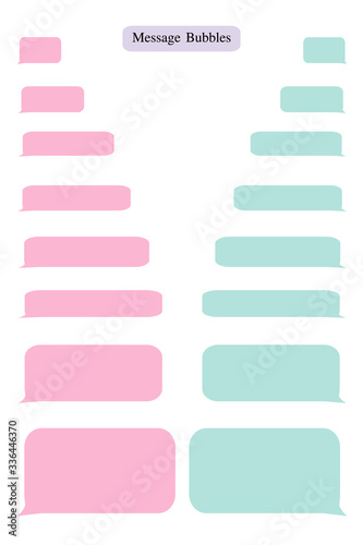 Message bubble chat for phone for sms, text, chatting. Empty blank for messenger in flat style on pink and blue colors. Vector illustration on white background