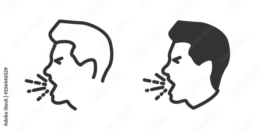 Cough icon in two versions in simple design. Vector illustration Cough icon in two versions in simple design. Vector illustration