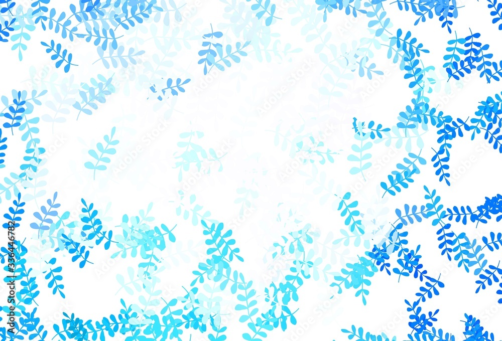 Light BLUE vector doodle pattern with leaves. Light BLUE vector doodle pattern with leaves.