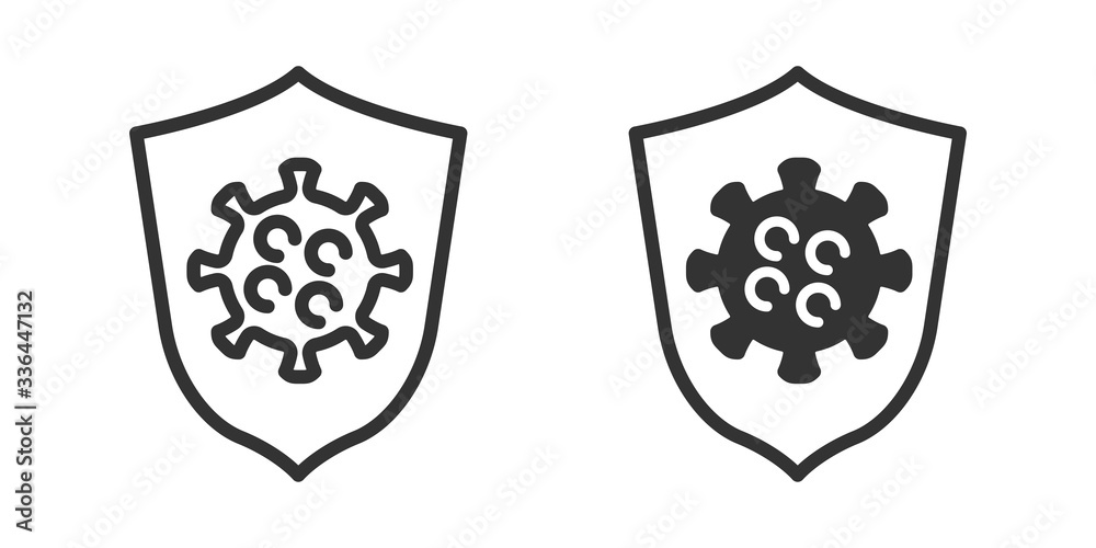 Virus protection icon in two versions in simple design. Vector illustration Virus protection icon in two versions in simple design. Vector illustration