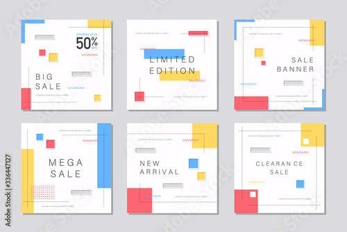 Set of editable sale banner template. Mobile banner for social media post and web/internet ads. Sale banner adversiter template. Cover template design vector with geometric shapes background.