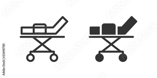 Hospital bed icon in two versions in simple design. Vector illustration