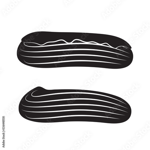 Custard cake icon is a black silhouette on a white isolated background. Vector image