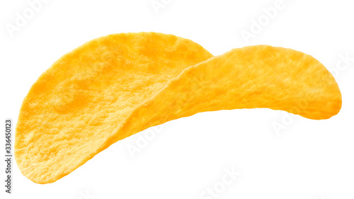 potato chips isolated on white background, clipping path, full depth of field