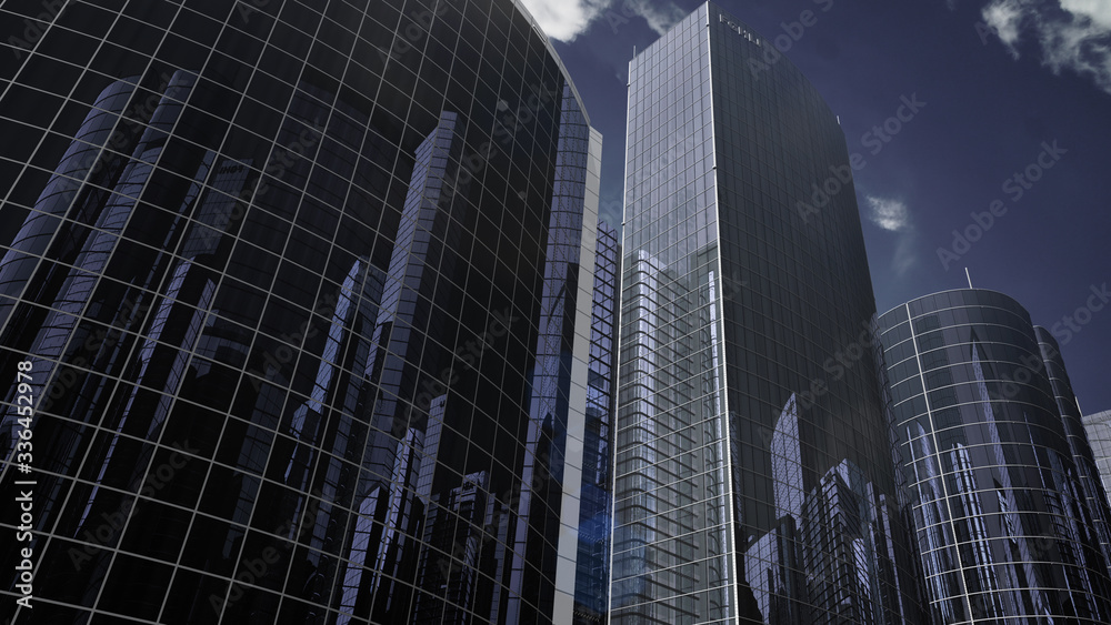 Modern Skyscraper Buildings office City Day Sky 3D illustration images