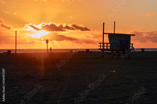 Santa Monica Beach in California at sunset