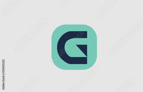 alphabet G green square icon letter logo design for company and business