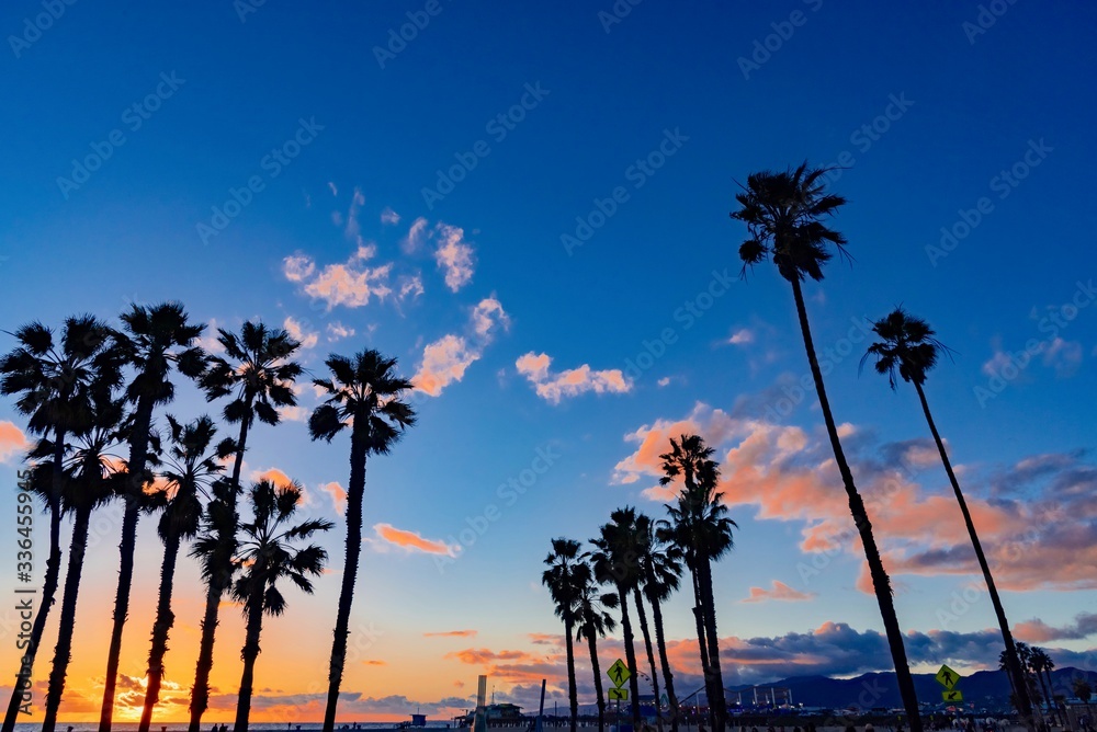 Obraz premium Santa Monica Beach in California at sunset