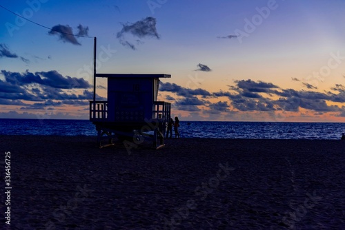 Santa Monica Beach in California at sunset