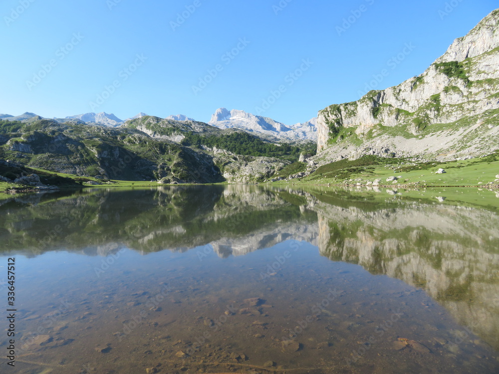 Beautiful mountain lake with clean water and a very nice landscape