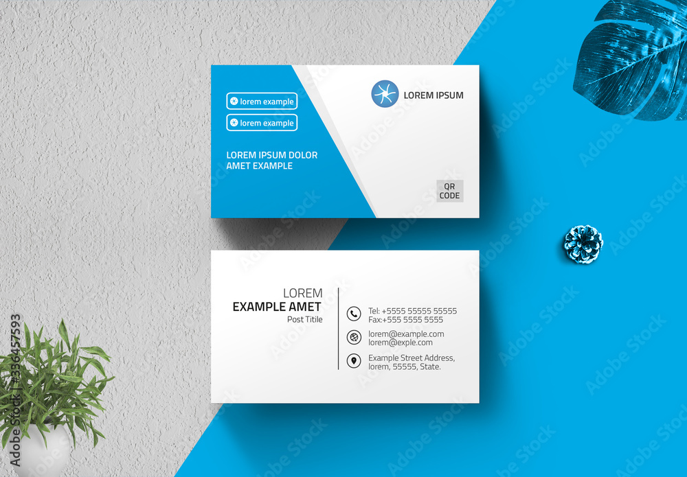 Blue and White Business Card Layout Stock Template | Adobe Stock