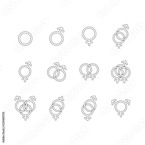 Male and Female sexual orientation icons set