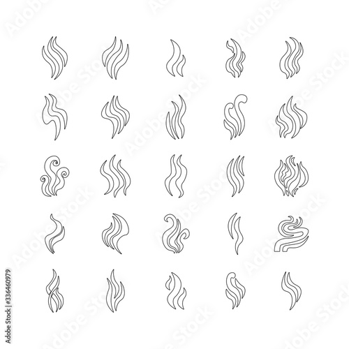 Aromas vaporize icons set.