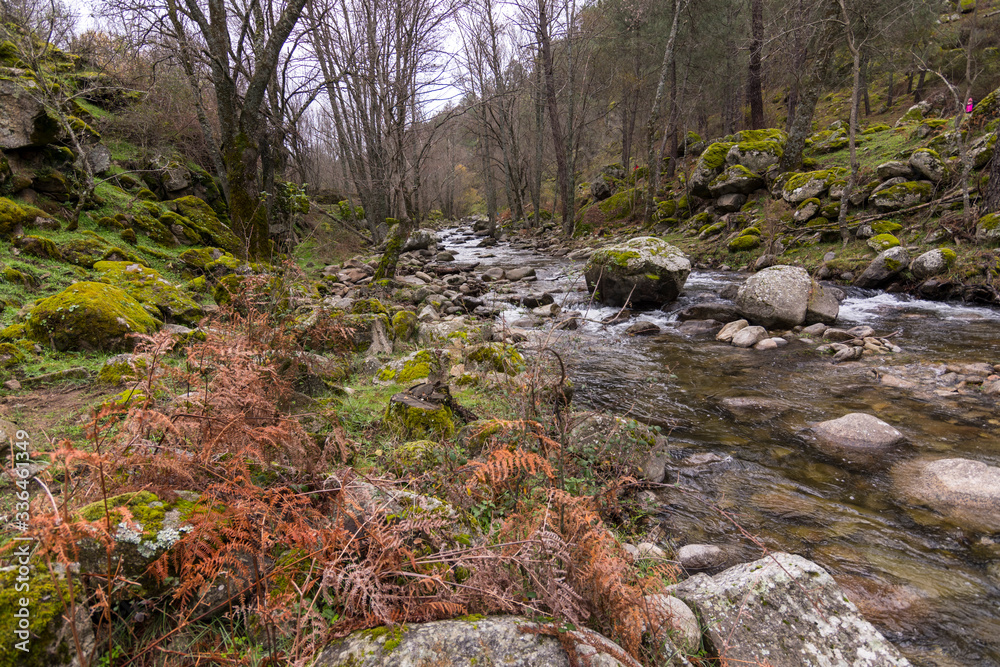 Hiking routes through the Iruelas Valley (Sierra de Gredos) next to the river. Avila (Spain) Hiking routes through the Iruelas Valley (Sierra de Gredos) next to the river. Avila (Spain)