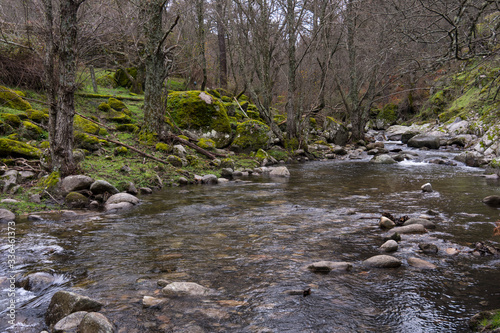 Hiking routes through the Iruelas Valley (Sierra de Gredos) next to the river. Avila (Spain)