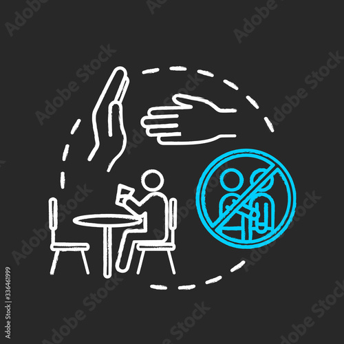 Don't accept guests chalk RGB color concept icon. Self-isolation precaution for health care. Avoid visitors. Quarantine idea. Vector isolated chalkboard illustration on black background