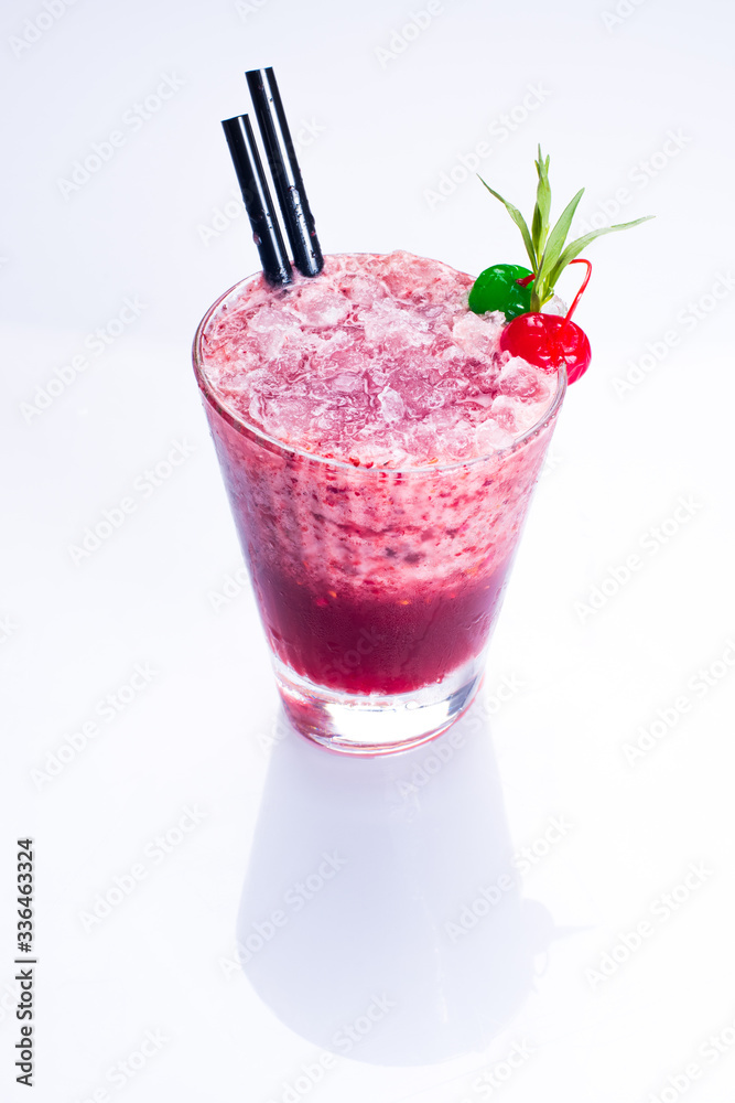Summer red mixed cocktail with shadow isolated on white background Summer red mixed cocktail with shadow isolated on white background