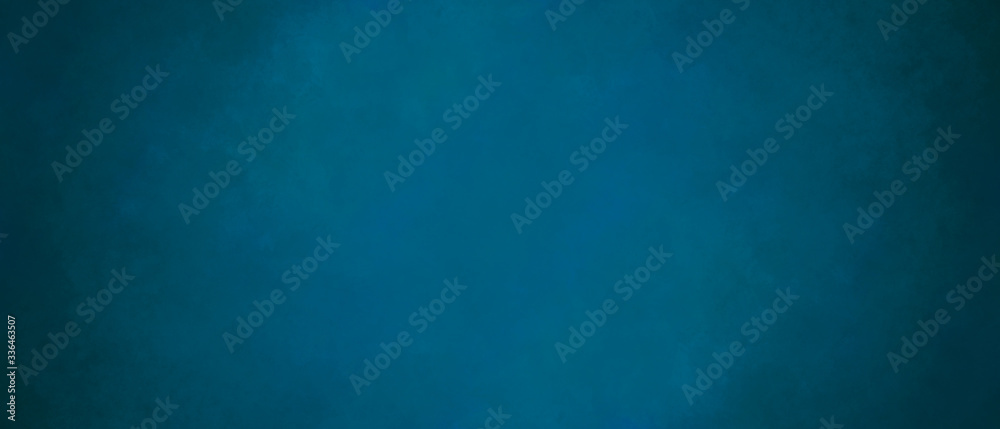 Blue grunge marbled texture banner with space for text. Concentrated focus in the center