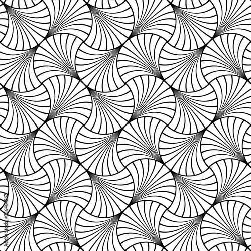 Vector geometric seamless pattern. Modern geometric background. Repeating pattern with curly tiles.
