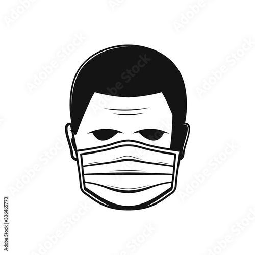 Medical mask on face icon on white