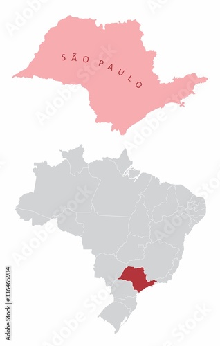 The Sao Paulo State map and its location in Brazil