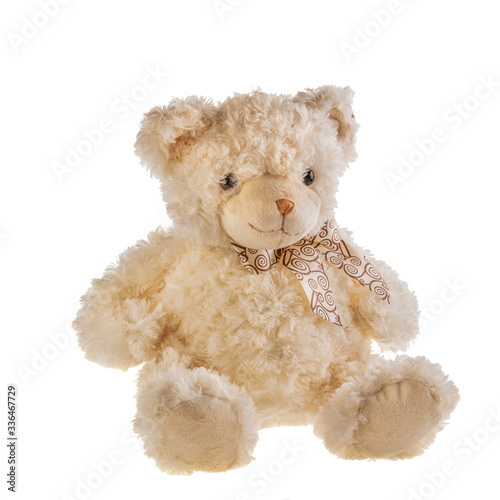 Billede på lærred Toy, teddy bear, beige with banter