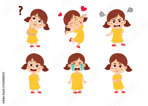 Kids with many expressions, thinking ,love , angry, smile, cry,laugh.