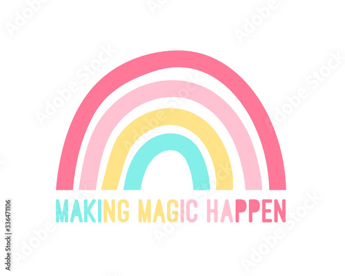 Hand drawing rainbow vector illustration. Print design for summer.	
