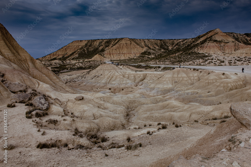 Bardenas Reales de Navarra in the North of Spain with desert landscape
