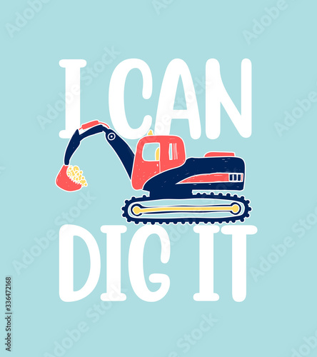 Hand drawing digger illustration vector.