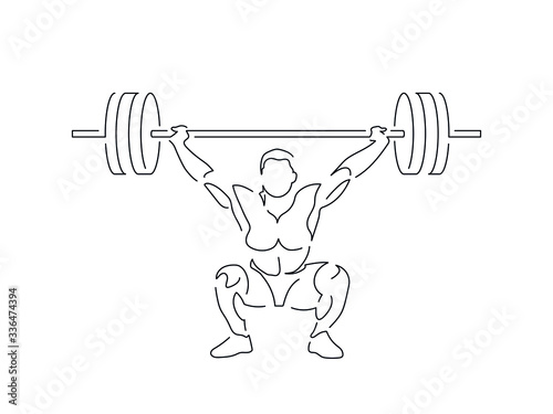 Bodybuilding isolated line drawing, vector illustration design. Sport collection.