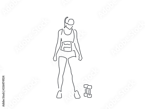 Bodybuilding isolated line drawing, vector illustration design. Sport collection.