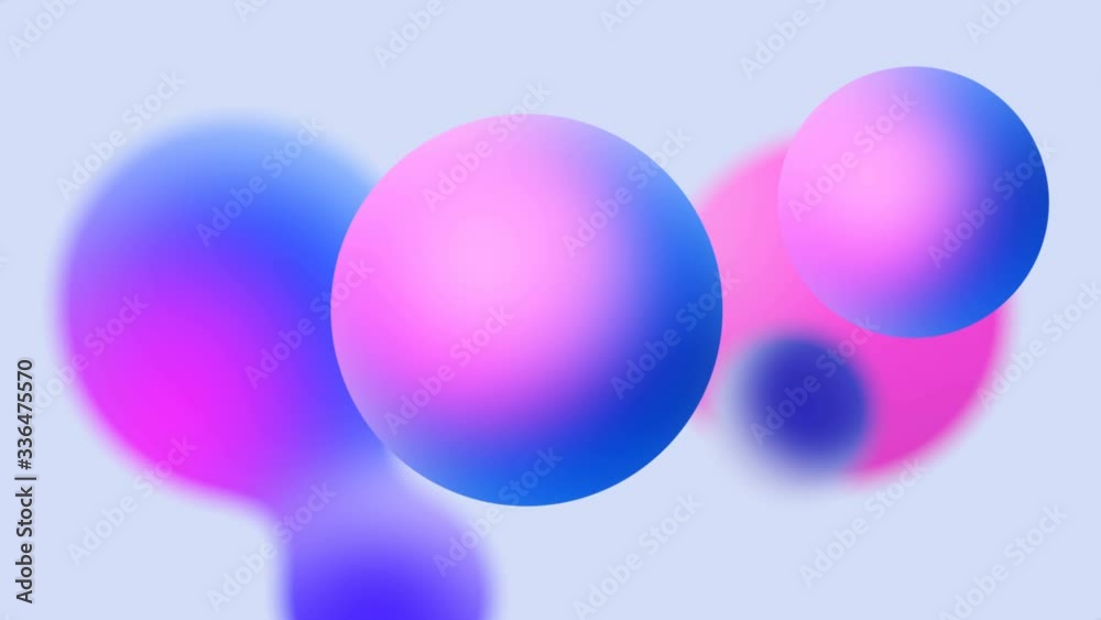 The blue sphere joins the pink one. Abstract movement of purple-pink spheres on a white background. Abstract balloons The blue sphere joins the pink one. Abstract movement of purple-pink spheres on a white background. Abstract balloons