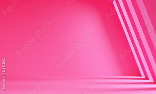 Canvas-taulu Pink room with slanted windows and bright light. 3d rendering