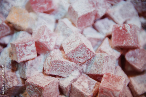 Turkish delight for sale at an open market, Istanbul, Turkey