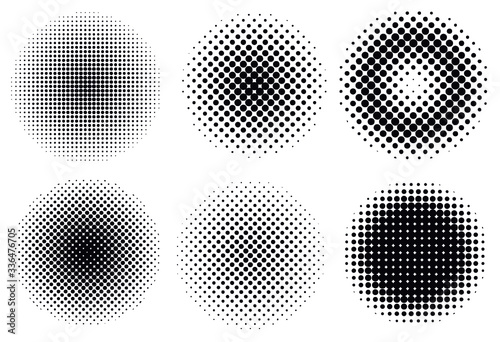 Abstract dotted circles.Halftone round shapes.