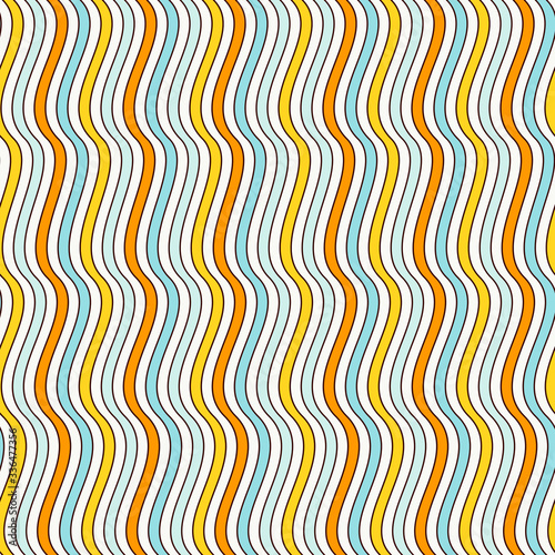 Vertical wavy stripes seamless pattern. Vivid repeated lines wallpaper with classic motif.
