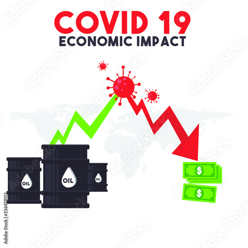 Coronavirus or Covid19 Pandemic Crisis Impact on economic. Downtrend Index Graph lead to recession 