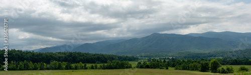 looking out over Cades Cove.  The Great Smokey Mountains National Park  Tennessee  USA.