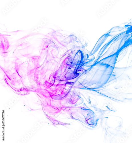 Colored smoke on white background