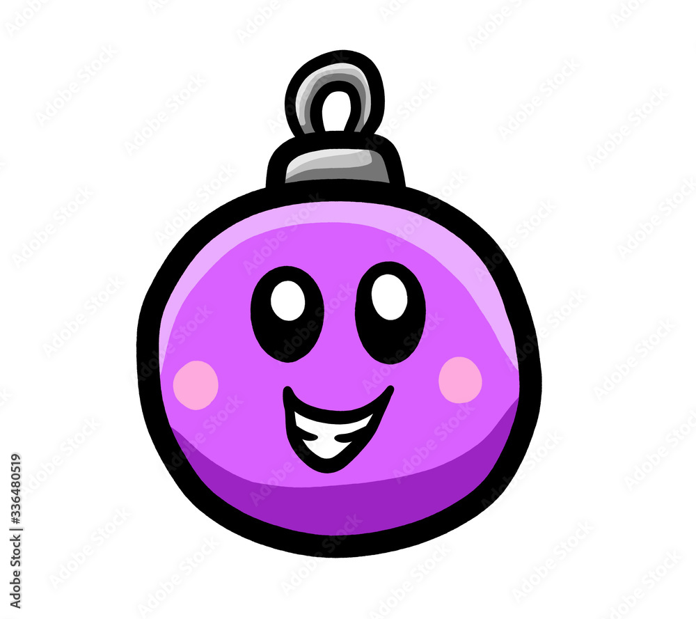 Cartoon Stylized Happy Christmas Bulb Cartoon Stylized Happy Christmas Bulb
