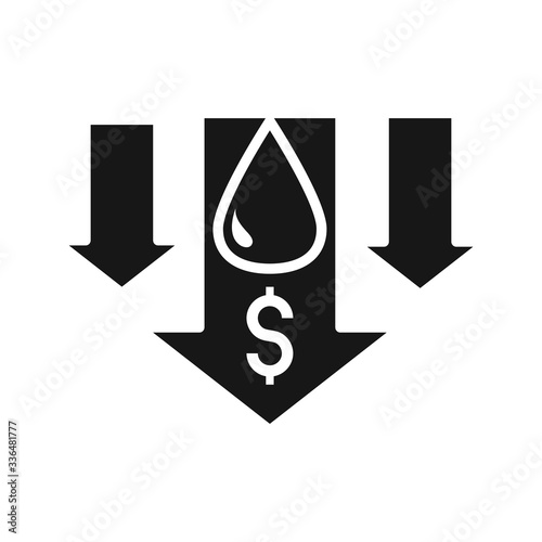 statistics downturn money trade crisis economy, oil price crash silhouette style icon
