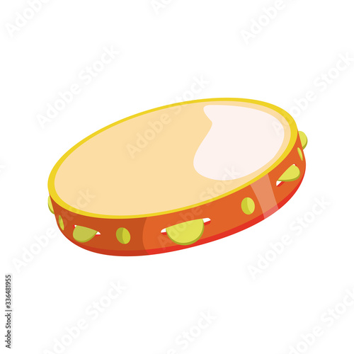Tambourine flat icon. Percussion, gypsy music, folk. Musical instrument concept. illustration can be used for topics like music, leisure, toys