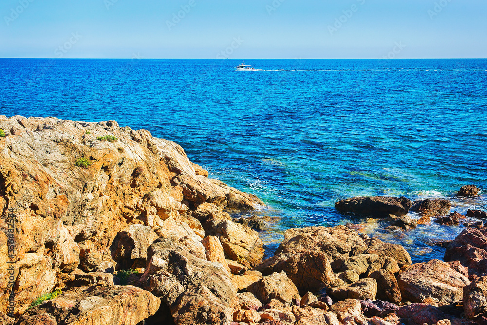 Rocks at Chia beach at Mediterranian Sea Sardinia