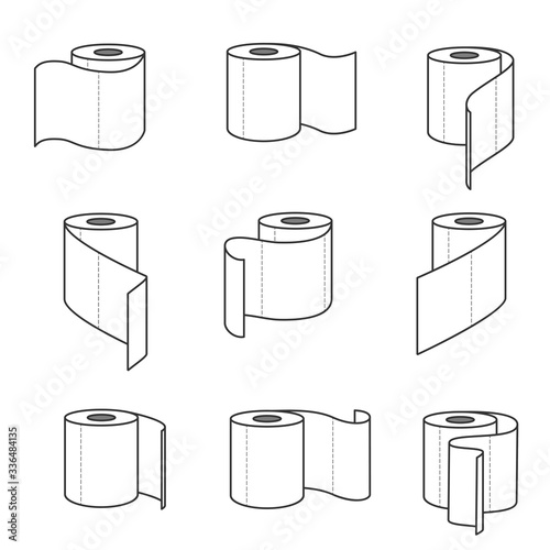 Collection of toilet paper rolls icons. Vector illustration
