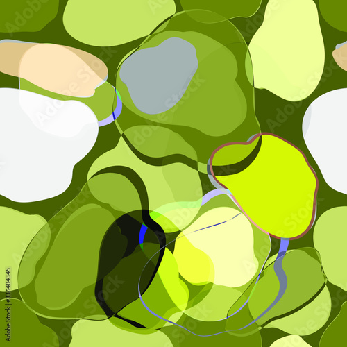Seamless pattern. Abstract backgrounds. Vector illustrations of simple shapes in green colors. Endless repeating textures for banners, fabric, paper, wallpapers, etc.