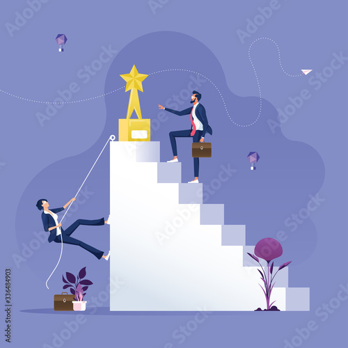 Inequality in corporate concept with businessman and businesswoman