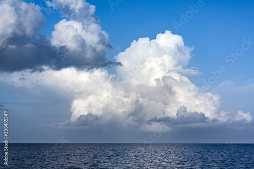 Heavy white clouds over Indian Ocean 