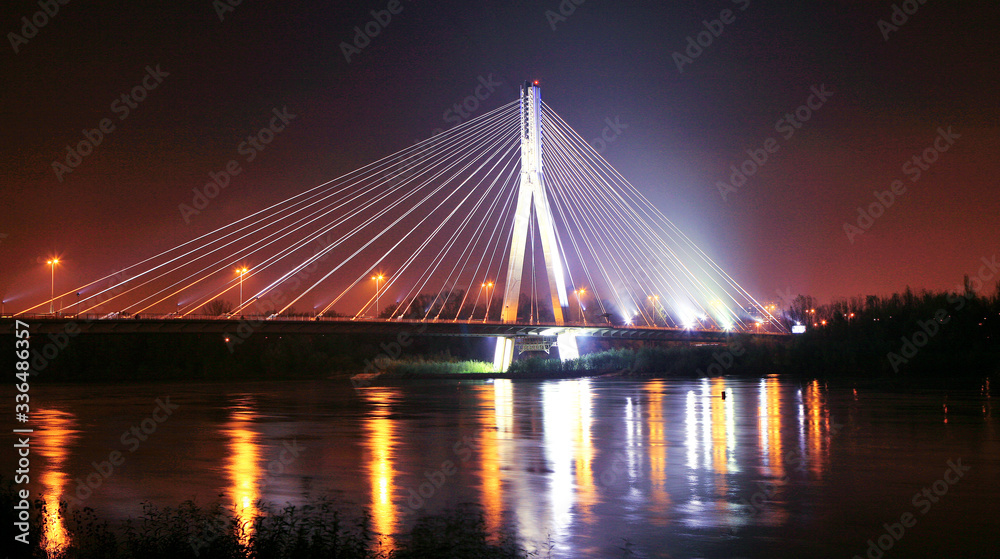 Most Świętokrzyski nocą - Warszawa