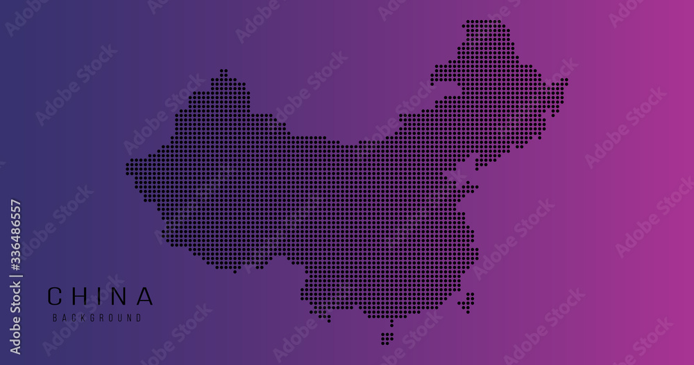 China country map backgraund made from halftone dot pattern, Vector illustration isolated on background